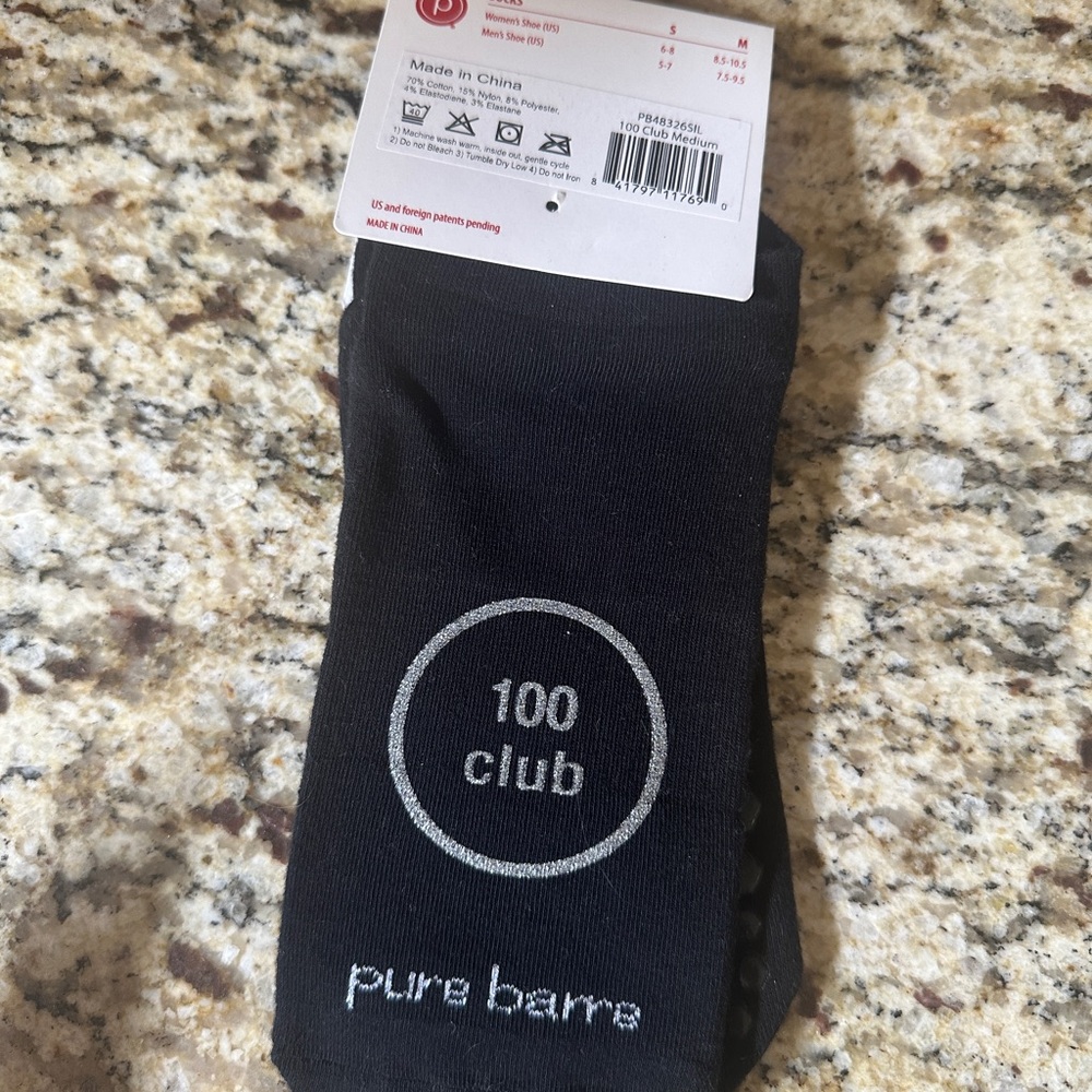 Pure Barre Black grip 100 Club Socks New with tags.